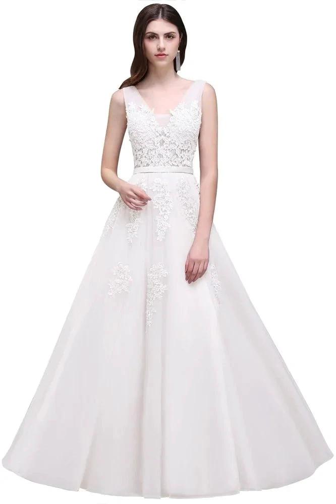 A-line Floor-length Tulle Bridesmaid Dress with Appliques by misshow.com