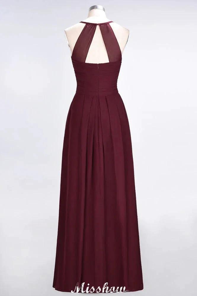 A-Line Halter V-Neck Sleeveless Bridesmaid Dress Ruffles Evening Swing Dress (ZD12907)