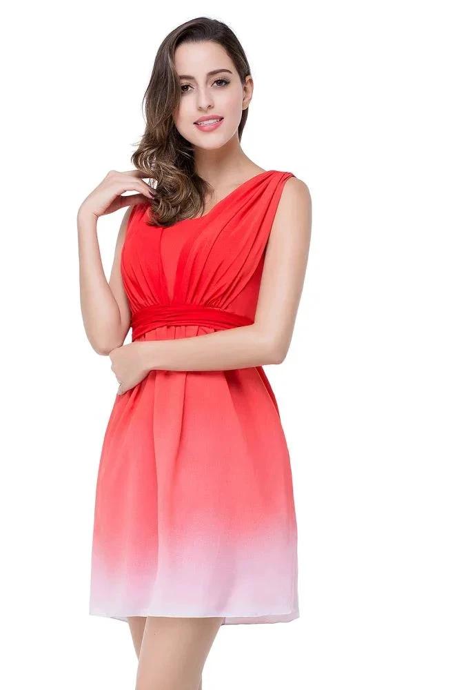 A-line Jewel Red Bridesmaid Dress (ZD13068)