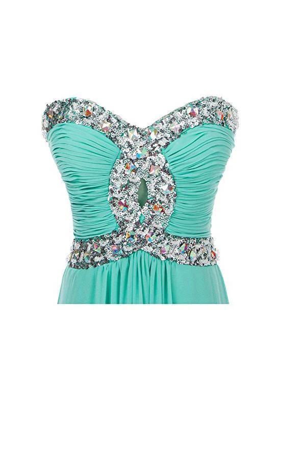 A-line Long Chiffon Prom Dress Evening Gown Crystal Beaded (ZD13162)