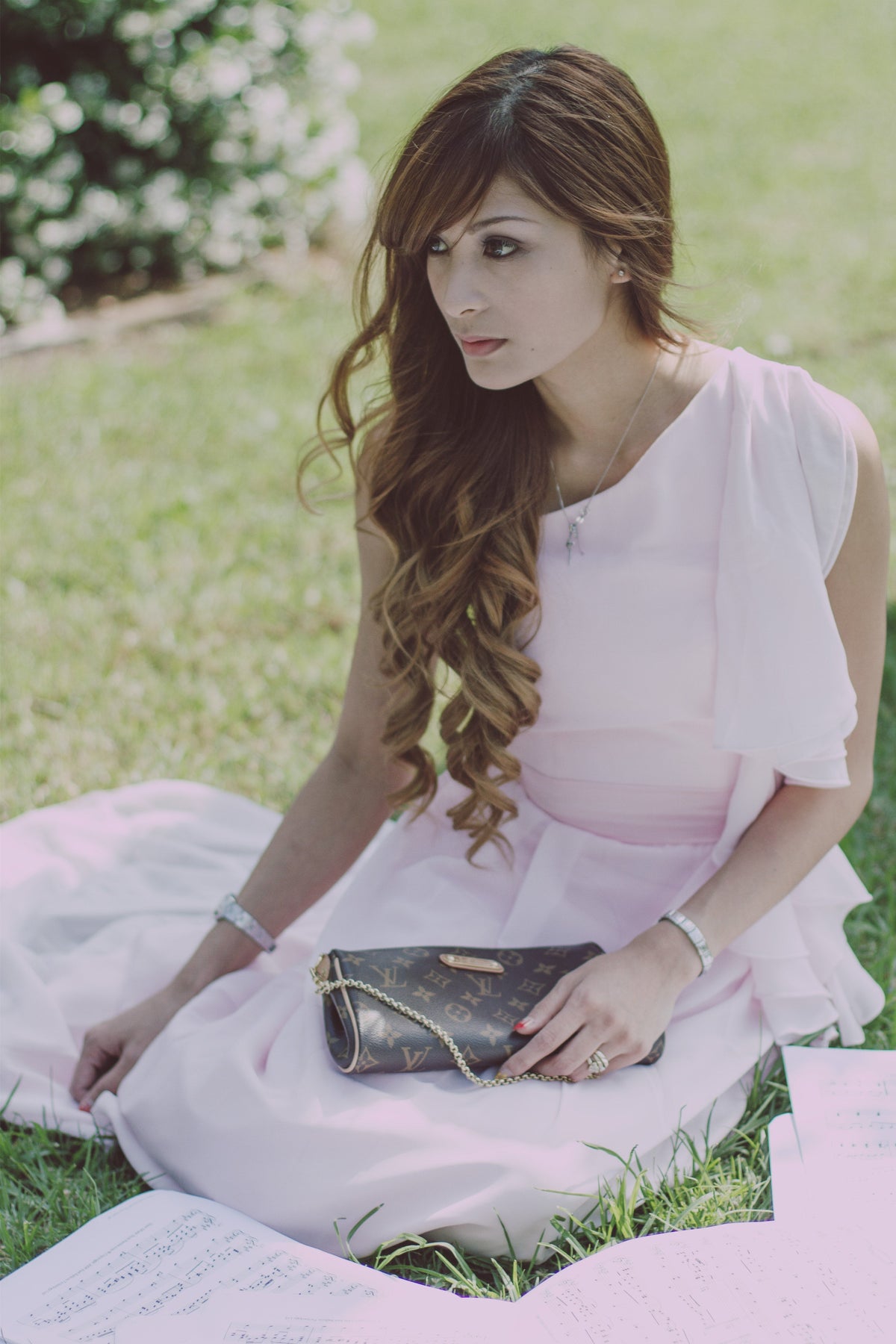 A-Line One-Shoulder Floor-Length Chiffon Hanging Ribbon Prom Dress