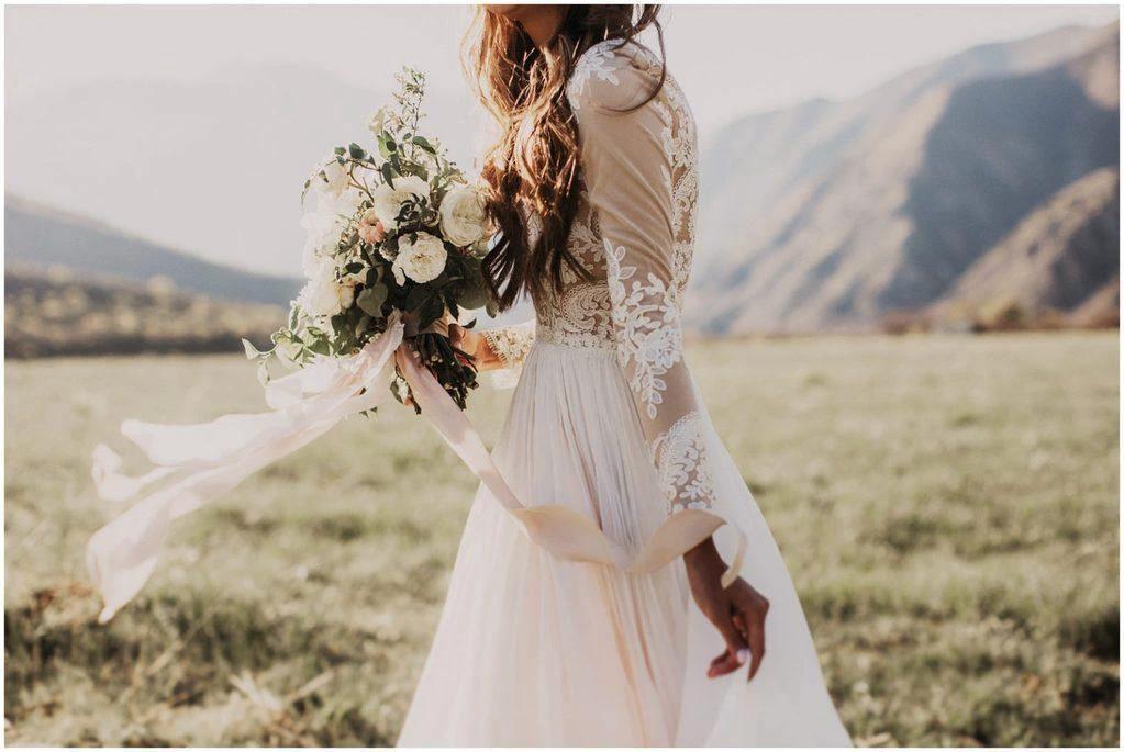 A-line Scoop Lace Wedding Dress Long Sleeve Rustic Wedding Dresses (ZD16359) - View 5 | VelvetHem