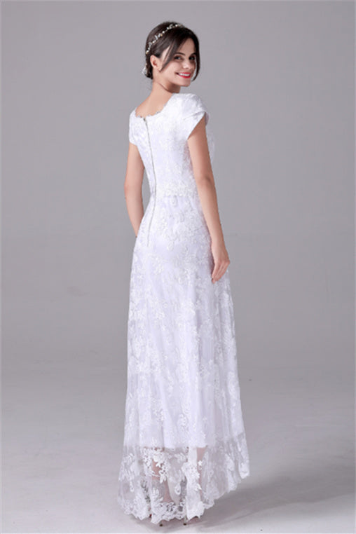 A-Line Short sleeves Asymmetrical Ankle Length Bateau mother's dress