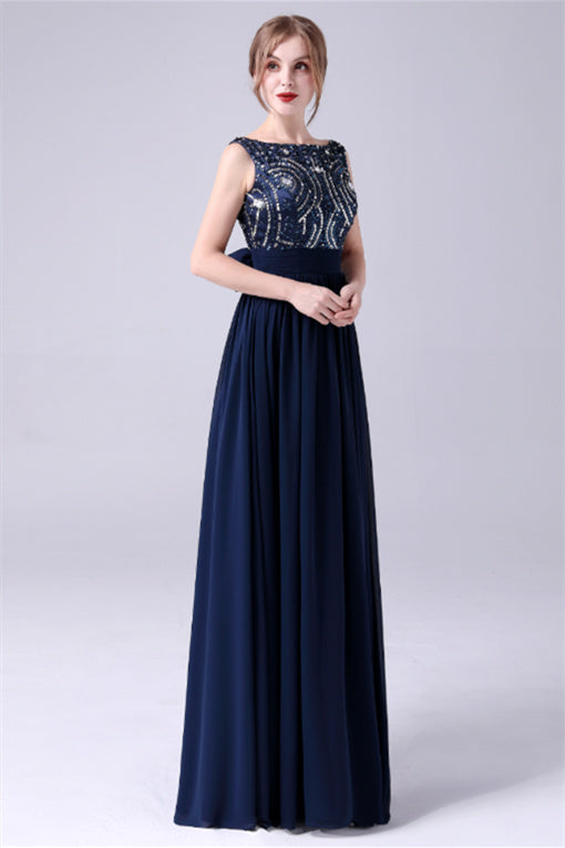 A-Line sleeveless Ankle-length Sequined beading Flower mother's dress