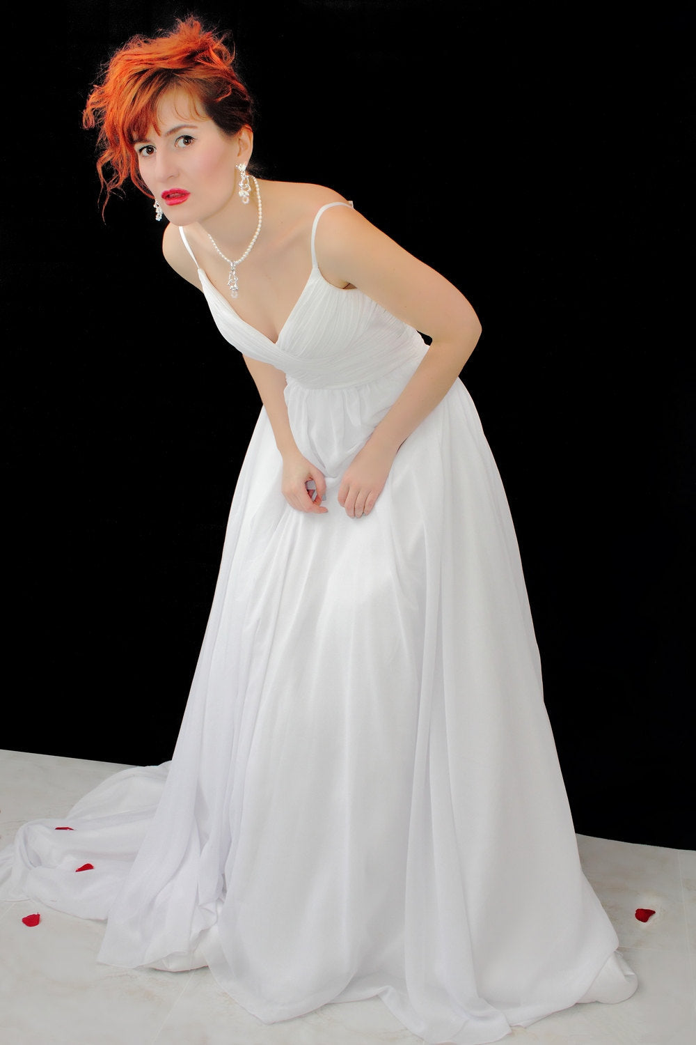 A-Line Spaghetti Strap Floor-Length Chapel Tulle Backless Wedding Dress
