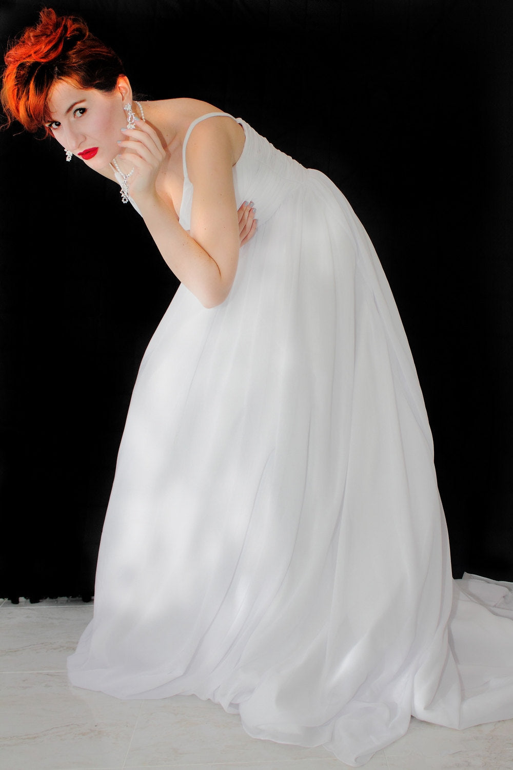 A-Line Spaghetti Strap Floor-Length Chapel Tulle Backless Wedding Dress