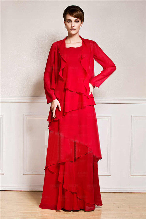 A-line Square Strap Ankle-length Sleeveless Backless mother's dress