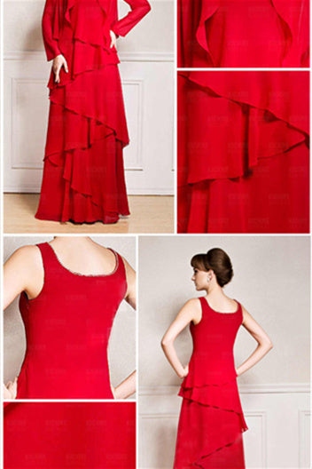 A-line Square Strap Ankle-length Sleeveless Backless mother's dress