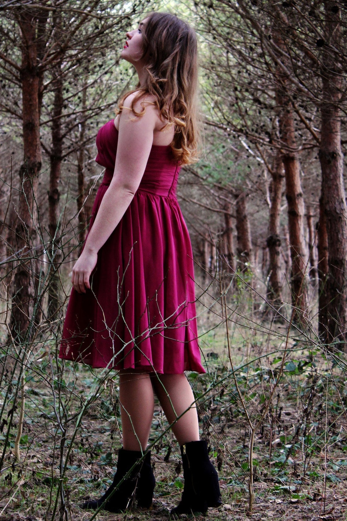 A-line Strapless Knee Length Chiffon Sleeveless Prom Dress