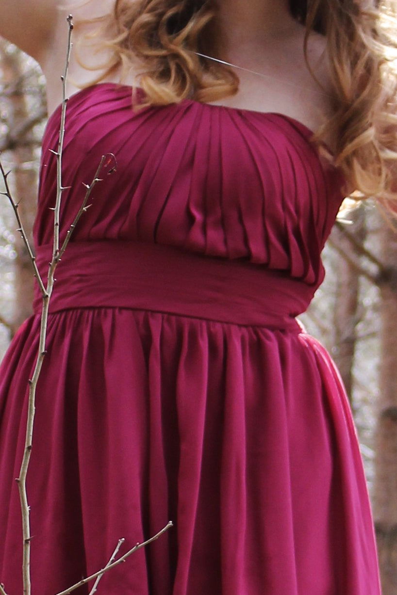 A-line Strapless Knee Length Chiffon Sleeveless Prom Dress