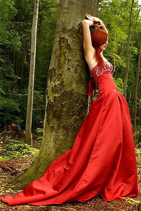 A-Line Sweetheart Floor-Length Charmuse Bow Backless Prom Dress