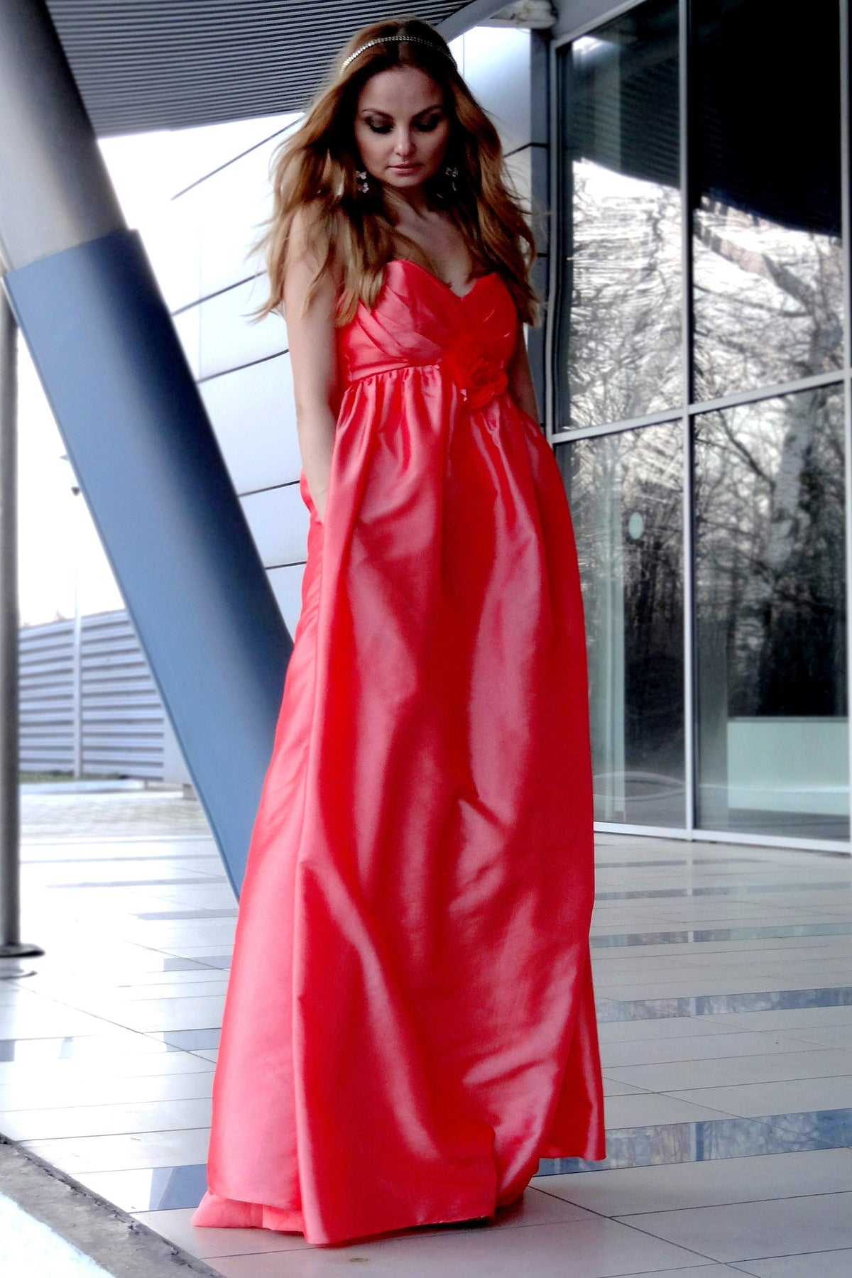 A-Line Sweetheart Floor-Length Charmuse Sleeveless Backless Prom Dress
