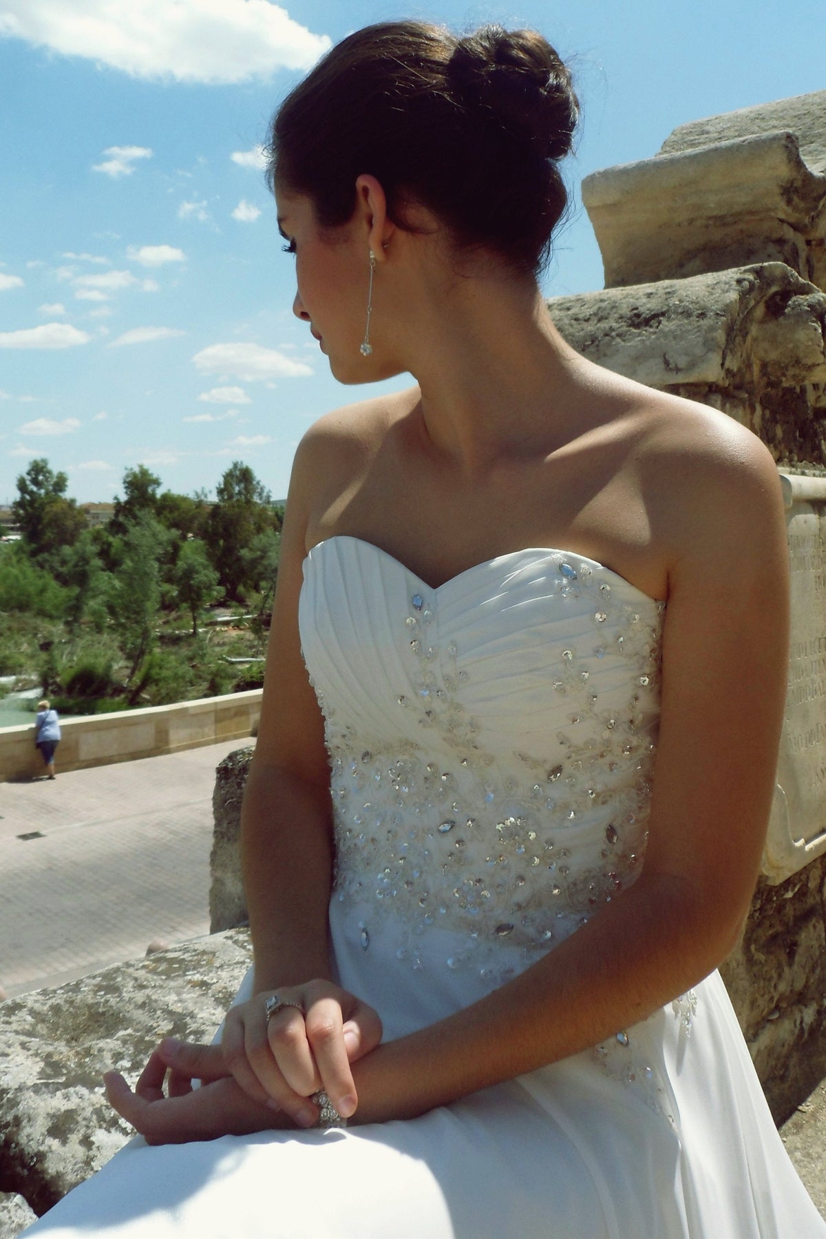 A-Line Sweetheart Floor-Length Chiffon Beaded Wedding Dress