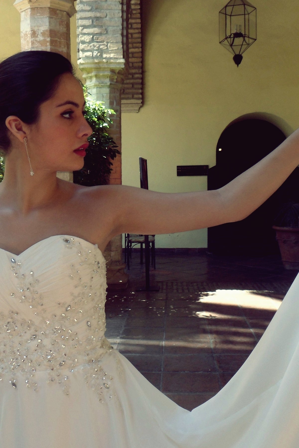 A-Line Sweetheart Floor-Length Chiffon Beaded Wedding Dress