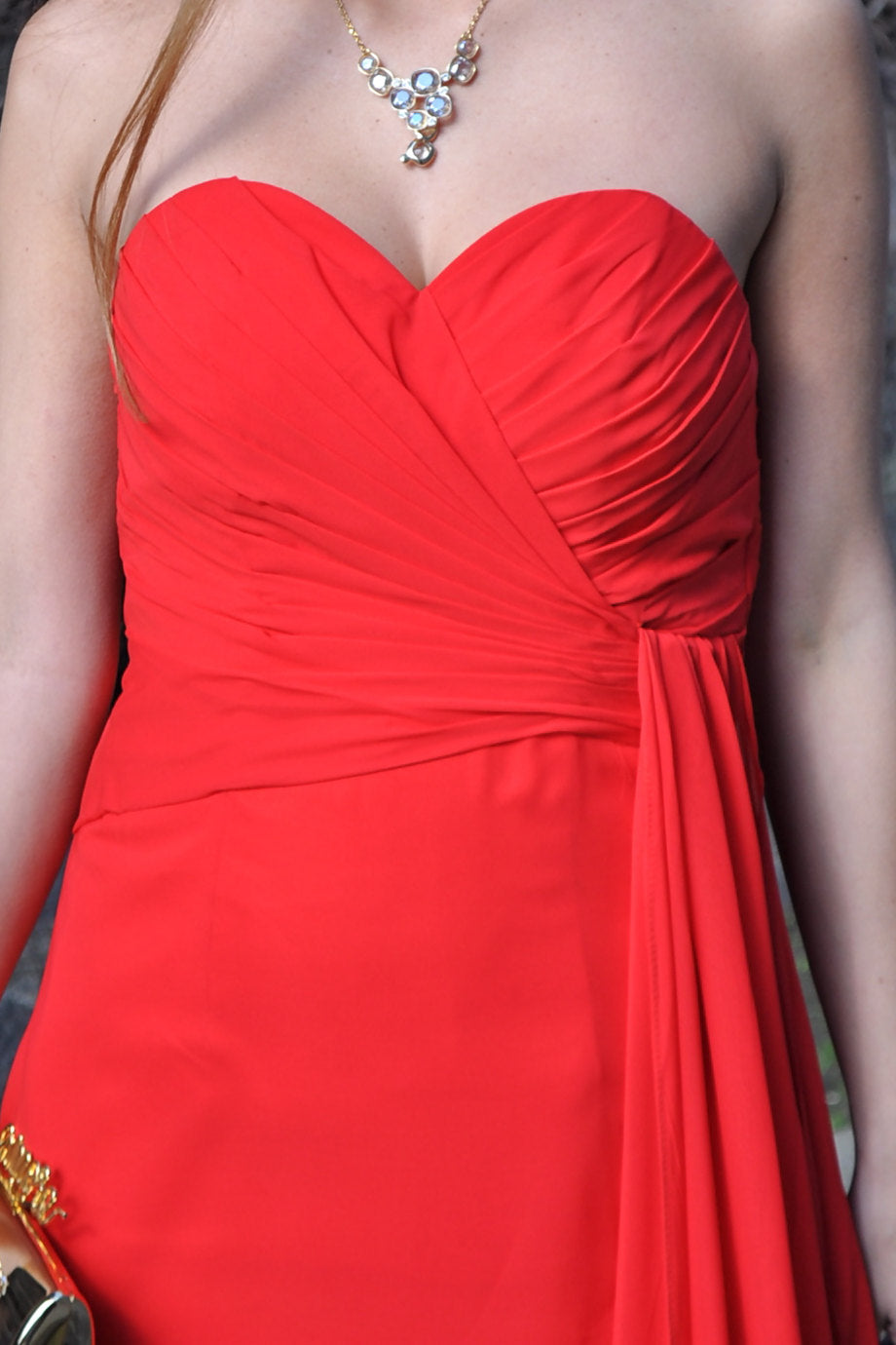 A-Line Sweetheart Floor-Length Chiffon Front Slit Prom Dress