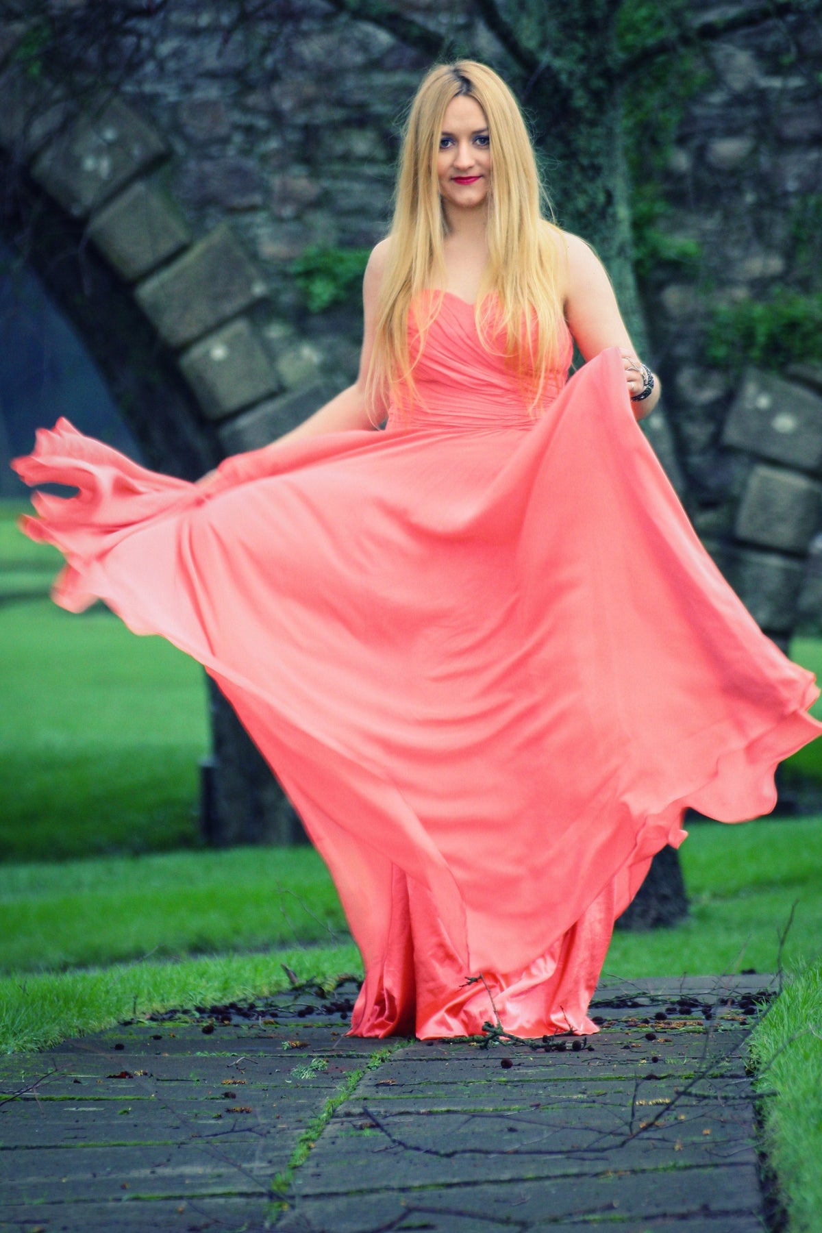 A-Line Sweetheart Floor-Length Chiffon Rhinestone Prom Dress