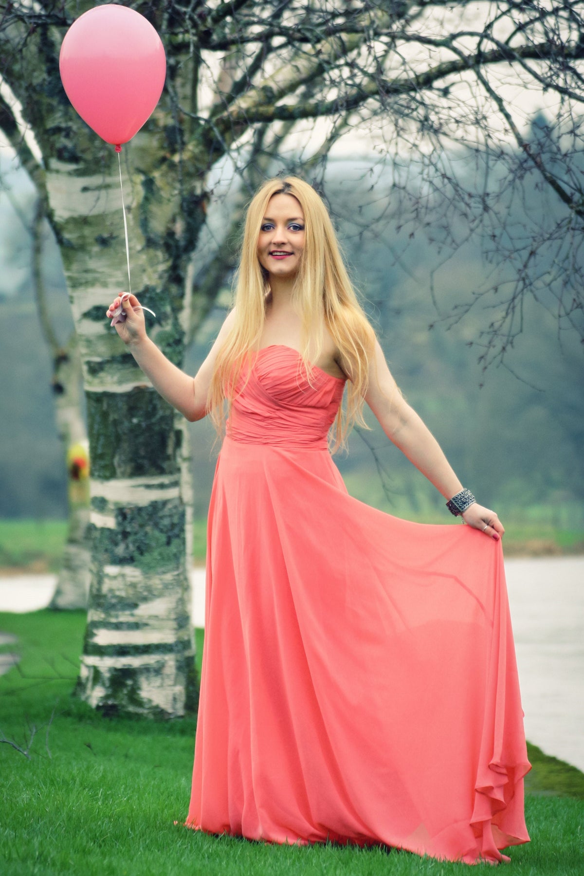 A-Line Sweetheart Floor-Length Chiffon Rhinestone Prom Dress