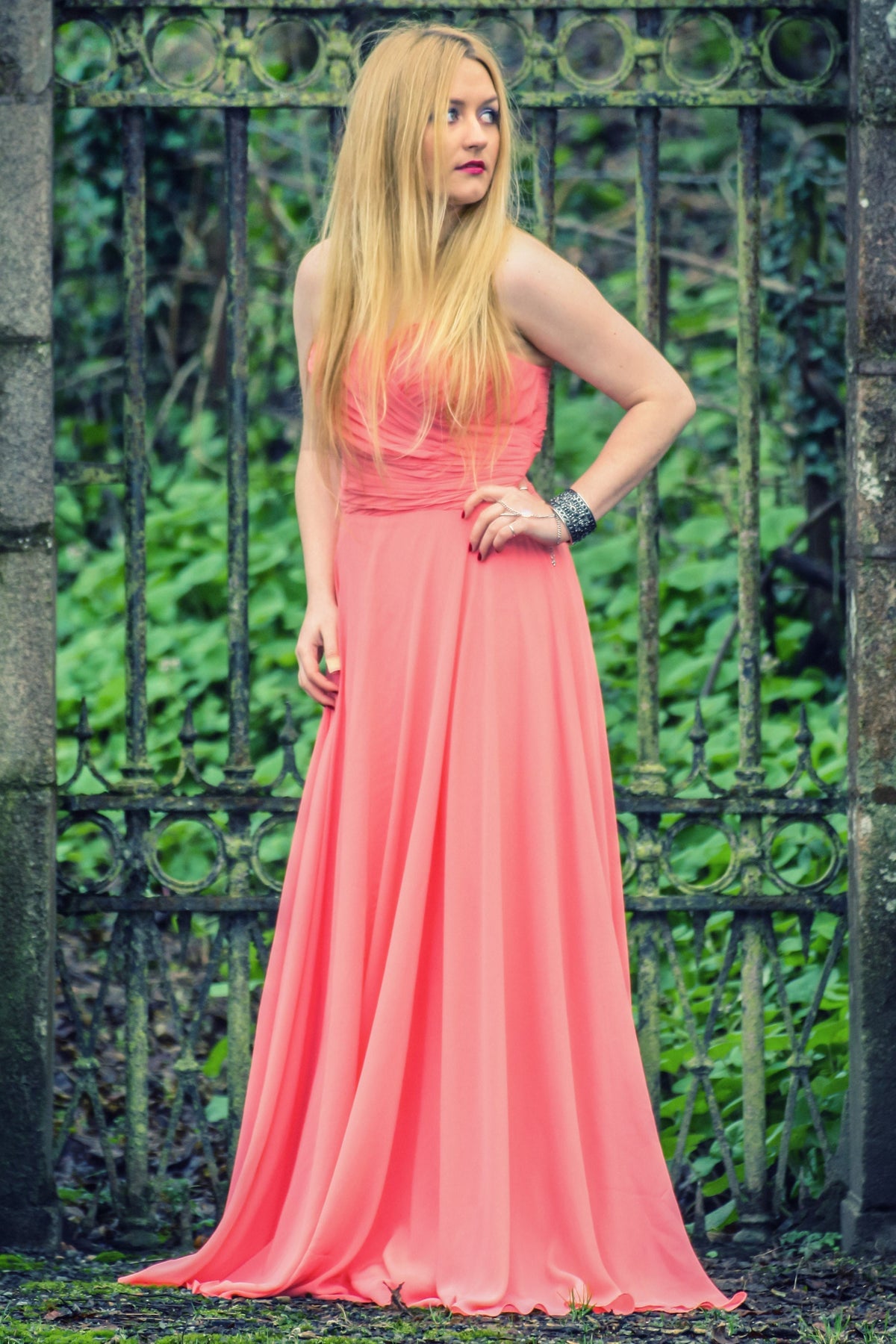 A-Line Sweetheart Floor-Length Chiffon Rhinestone Prom Dress