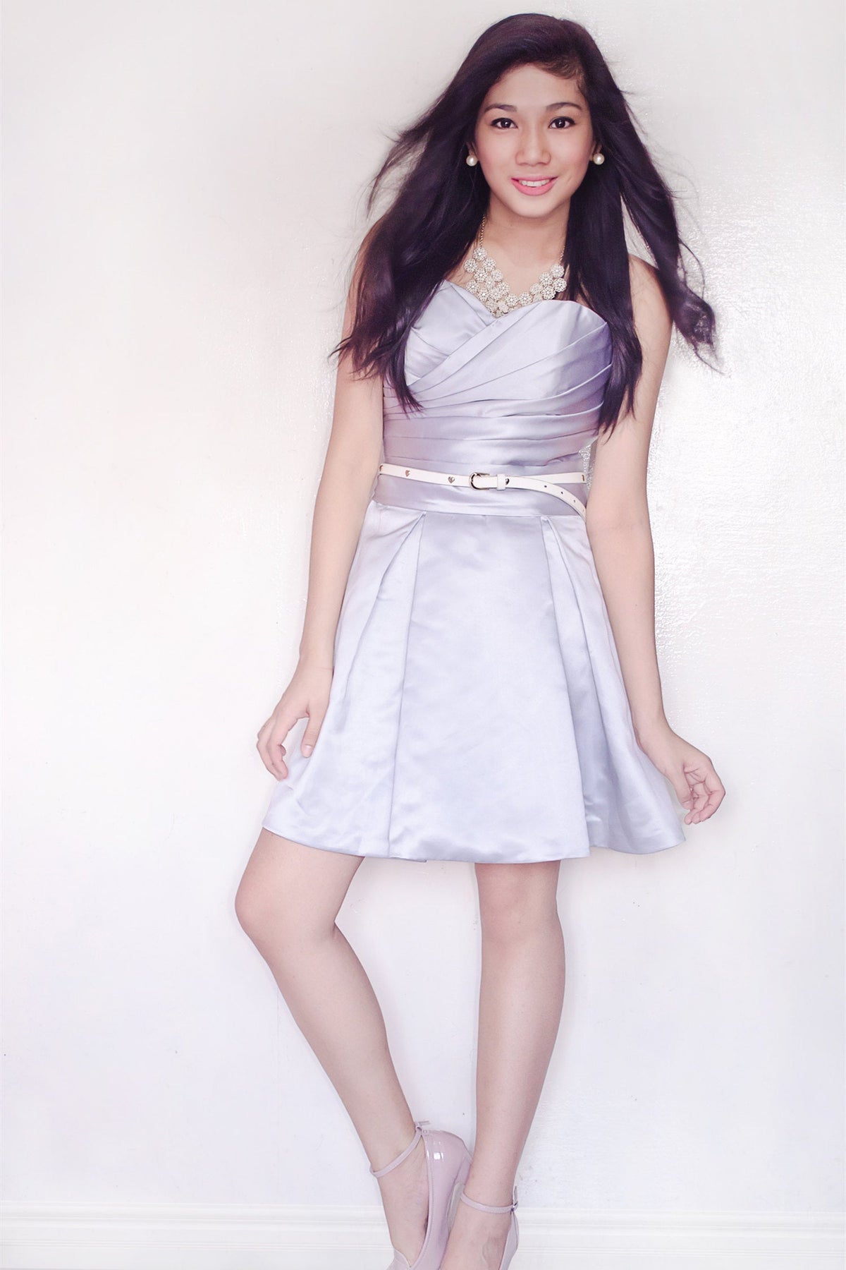 A-Line Sweetheart Knee Length Charmuse Pleated Prom Dress