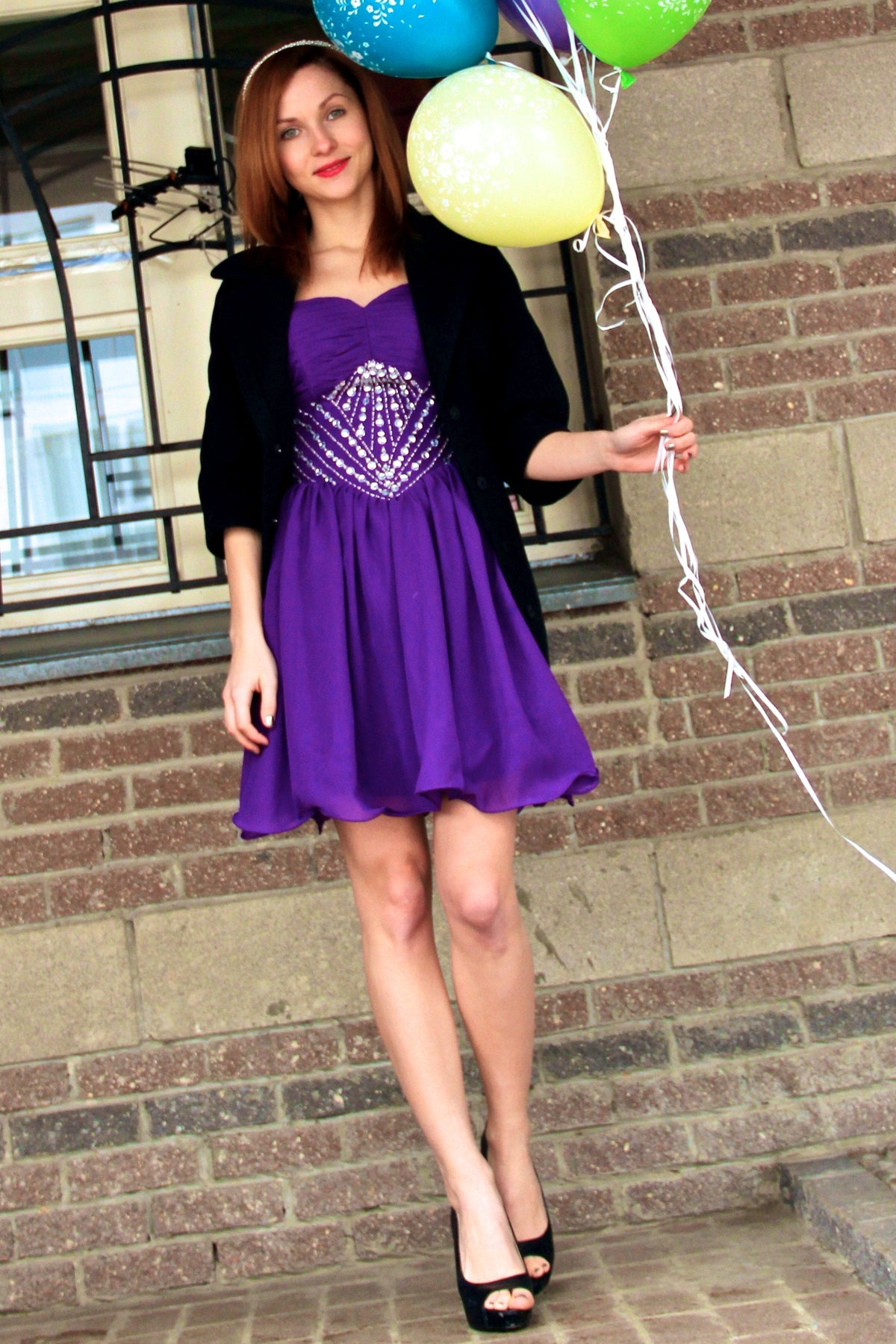 A-line Sweetheart Knee Length Chiffon Rhinestone Prom Dress