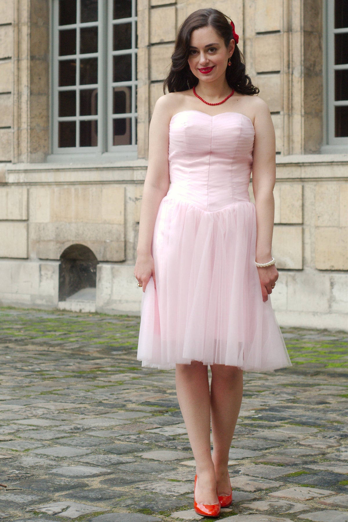 A-Line Sweetheart Knee Length Tulle Sleeveless Prom Dress