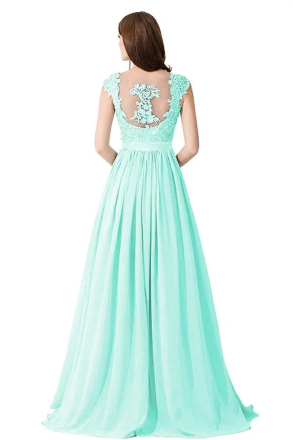 A-line V Neck Chiffon Bridesmaid Dress with Appliques (ZD13063)