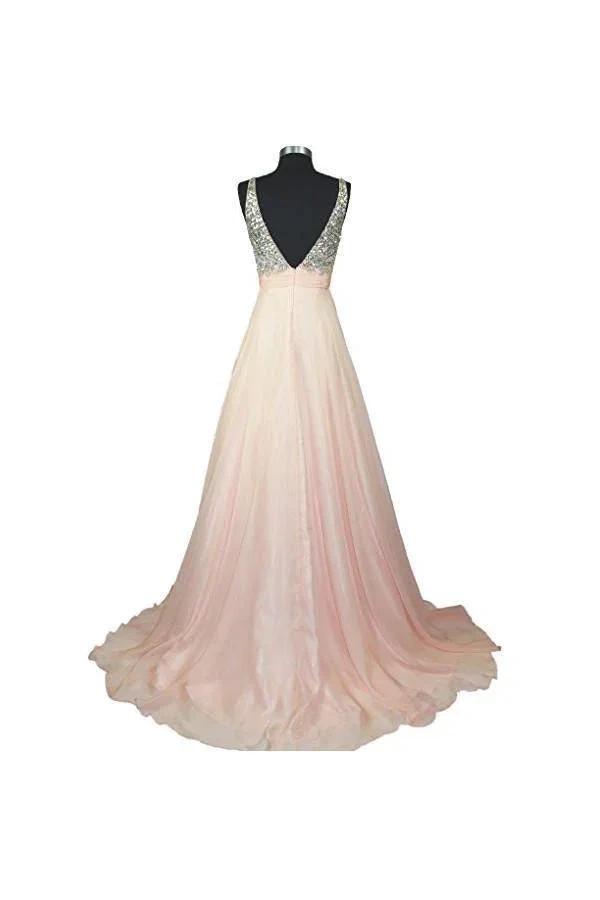 A Line V-neck Formal Chiffon Prom Dress With Beading (ZD13167)