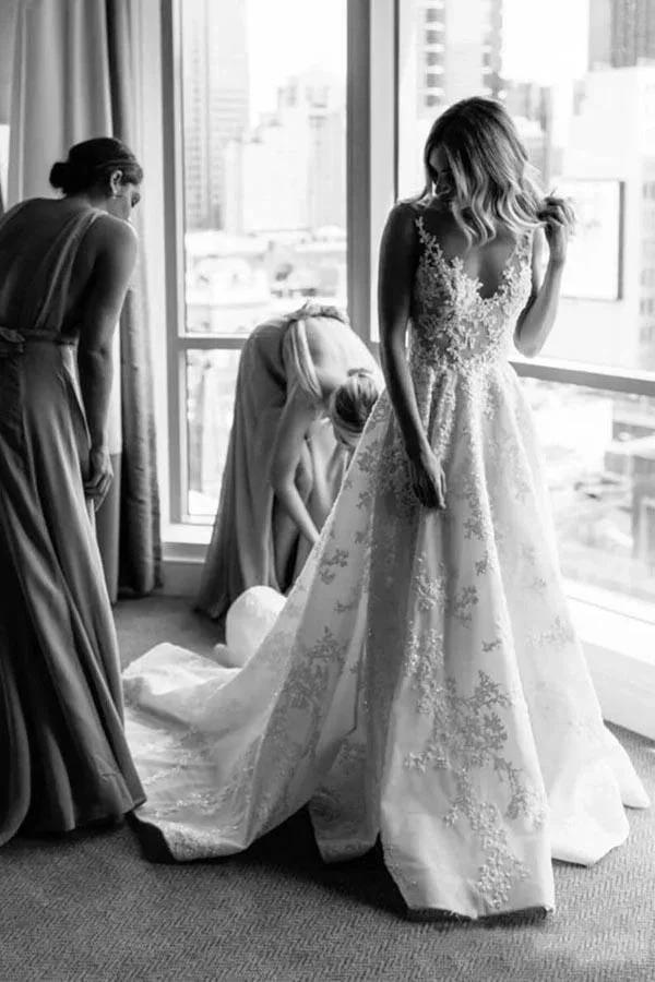 A-line Vintage Lace Wedding Gowns Illusion Neck Wedding Dresses (ZD16343)