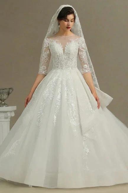 A-line Wedding dress | Wedding dresses with sleeves (ZD13786)