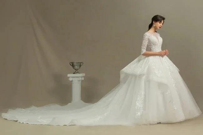 A-line Wedding dress | Wedding dresses with sleeves (ZD13786)