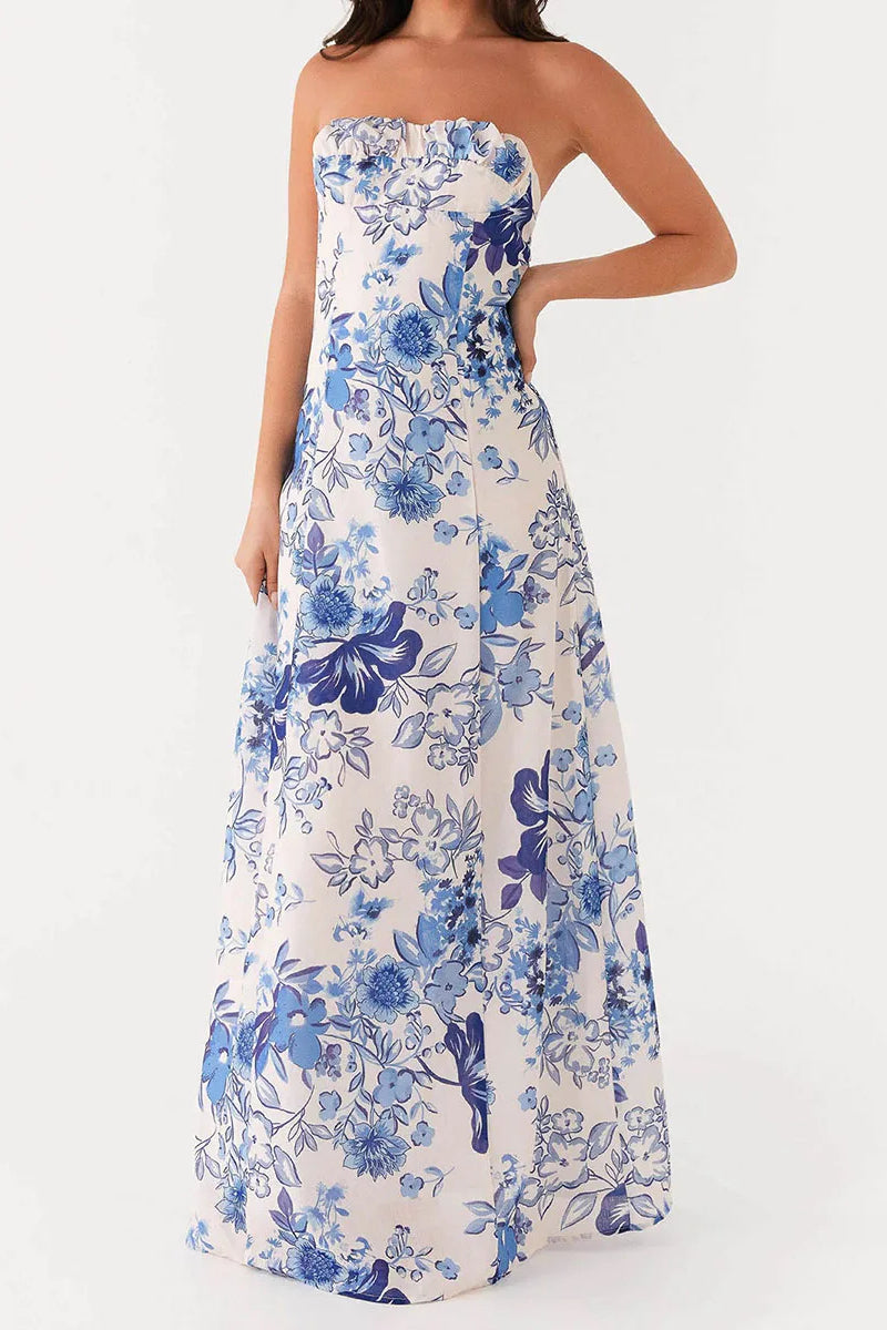 Off-the-Shoulder A-Line Maxi Floral Dress - View 5 | FashionDia