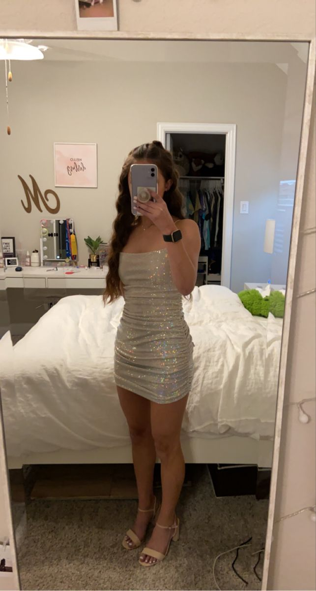 Spaghetti Straps Sparkling Sheath Homecoming Dress J7706