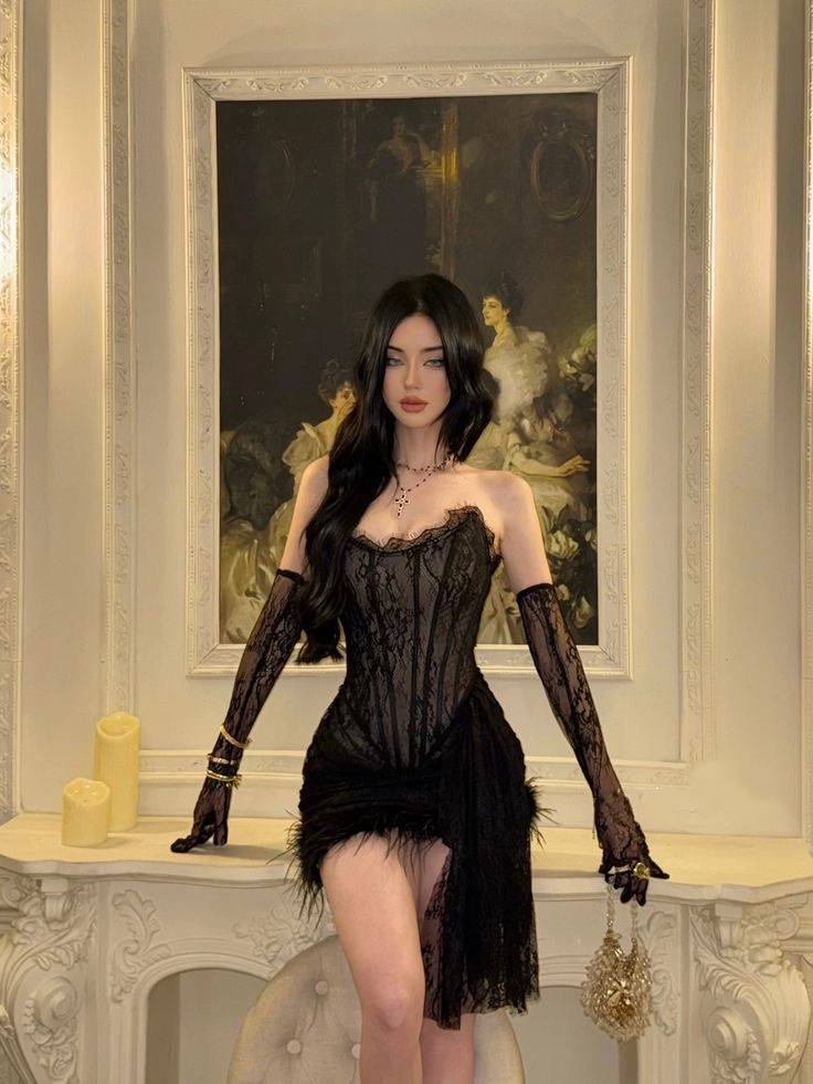 Black Lace Sheath Birthday Dress Short Evening Dress J8315