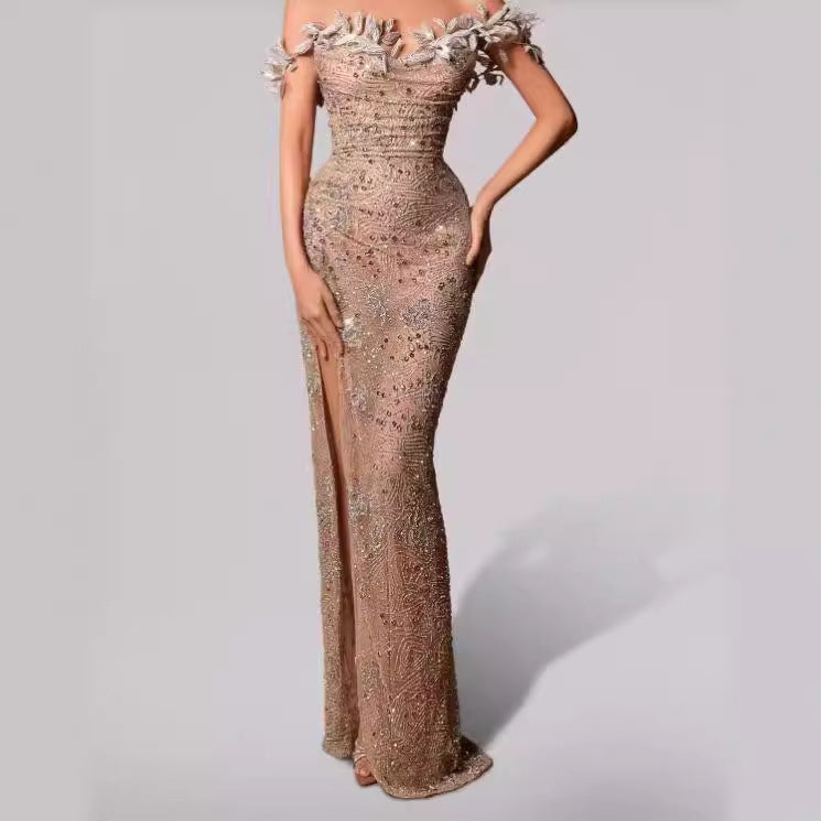 Off Shoulder Slit Strapless Floor Length Prom Dress - View 2 | VelvetHem