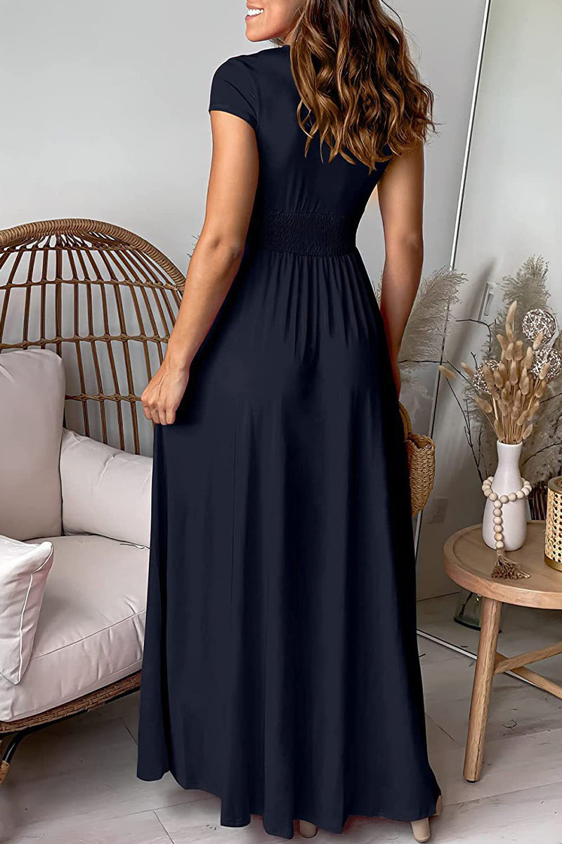 Elegant Solid Slit V Neck Evening Dress Dresses(7 Colors) - View 13 | VelvetHem