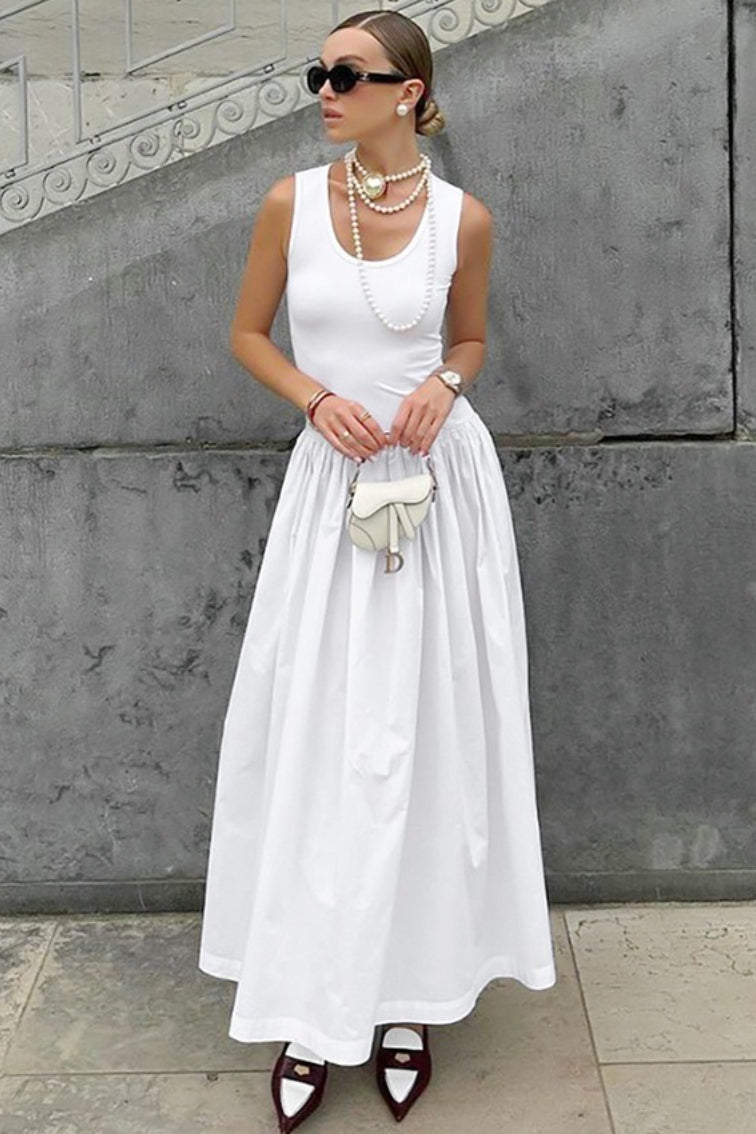 Knit U-Neck Maxi Dress - Fashionpara