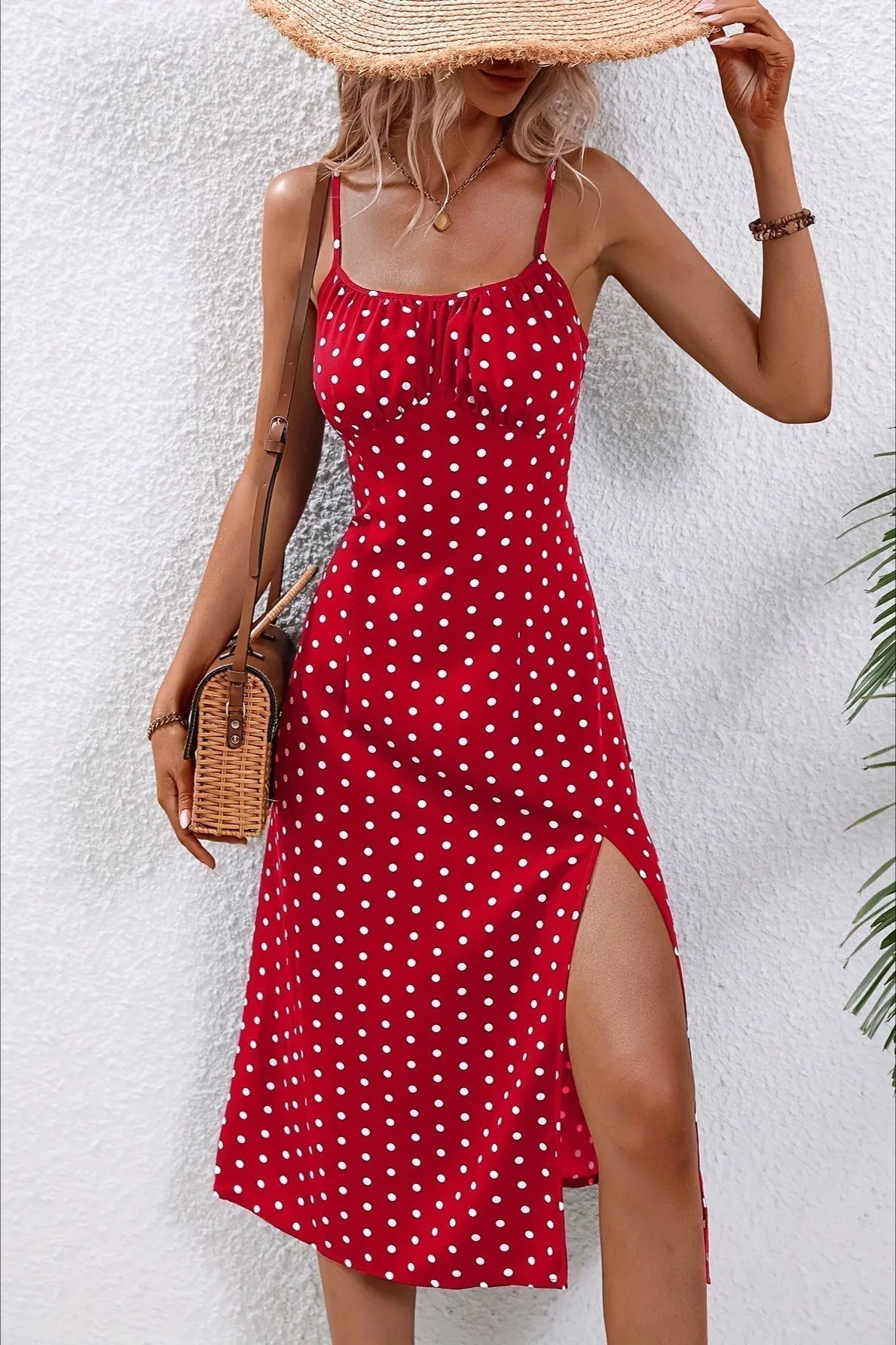 Spaghetti Strap Slit Floral Dress - View 6 | FashionDia