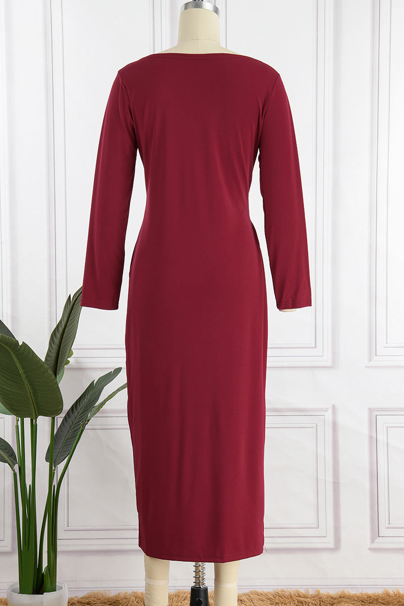Elegant Solid Slit Fold V Neck Evening Dress Dresses(4 Colors) - View 4 | VelvetHem