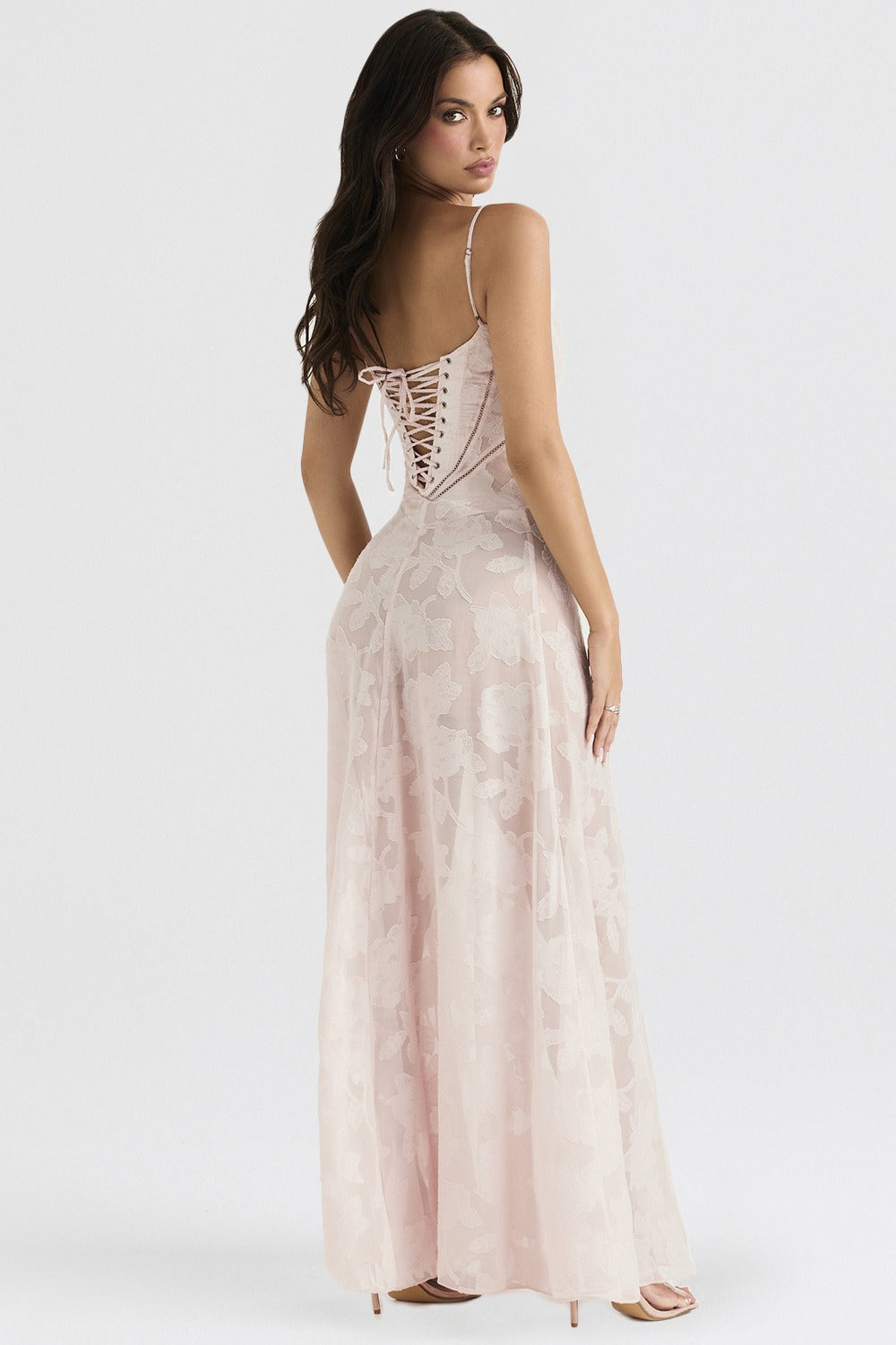 Lace Tie - Strap Romantic Maxi Dress