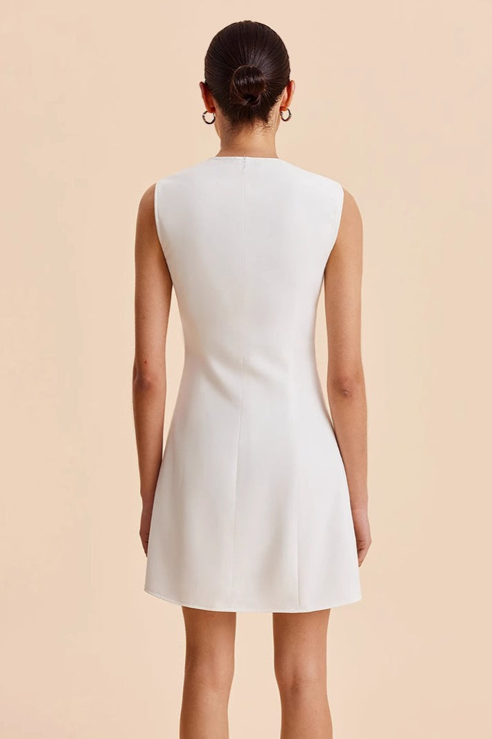 Sleeveless Button Front Mini Work Dress - View 4 | VelvetHem