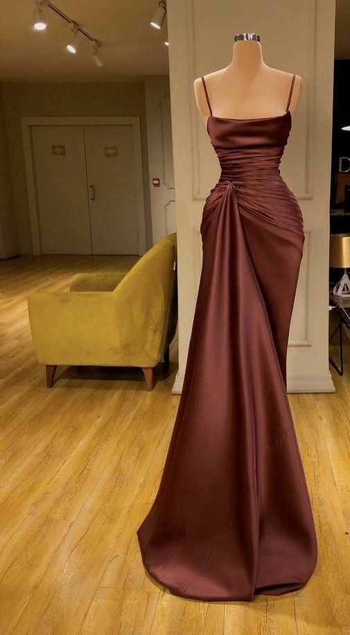 Spaghetti Straps Column/Sheath Long Evening Dress Charming Evening Dress