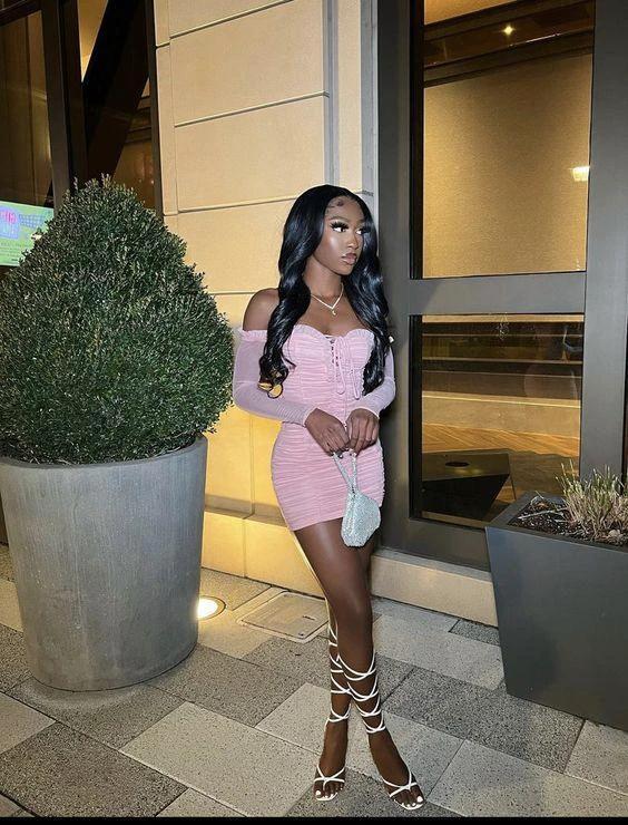 Black Girls 18th Outfit Pink Sexy Homecoming Dress (ZD12616)