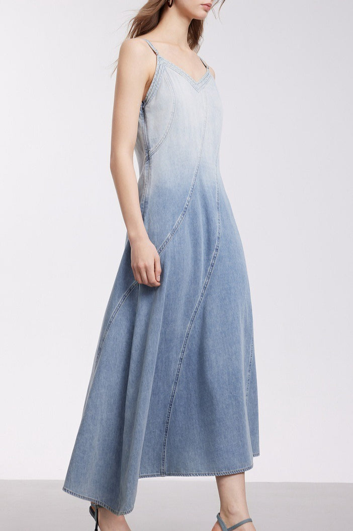Modern Gradient Cami Denim Dress - View 6 | VelvetHem
