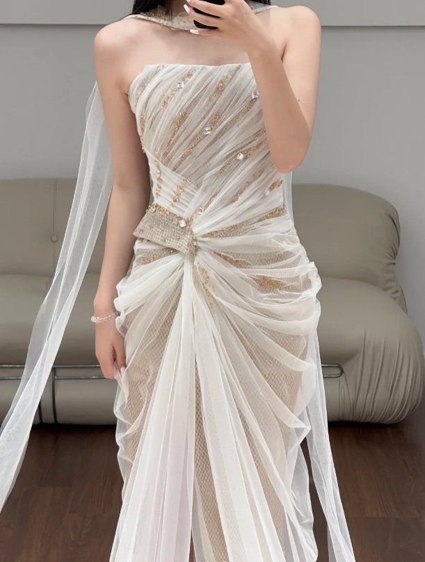 Champagne Sequin Prom Party Dress Evening Dress Birthday Dress - View 2 | FashionDia