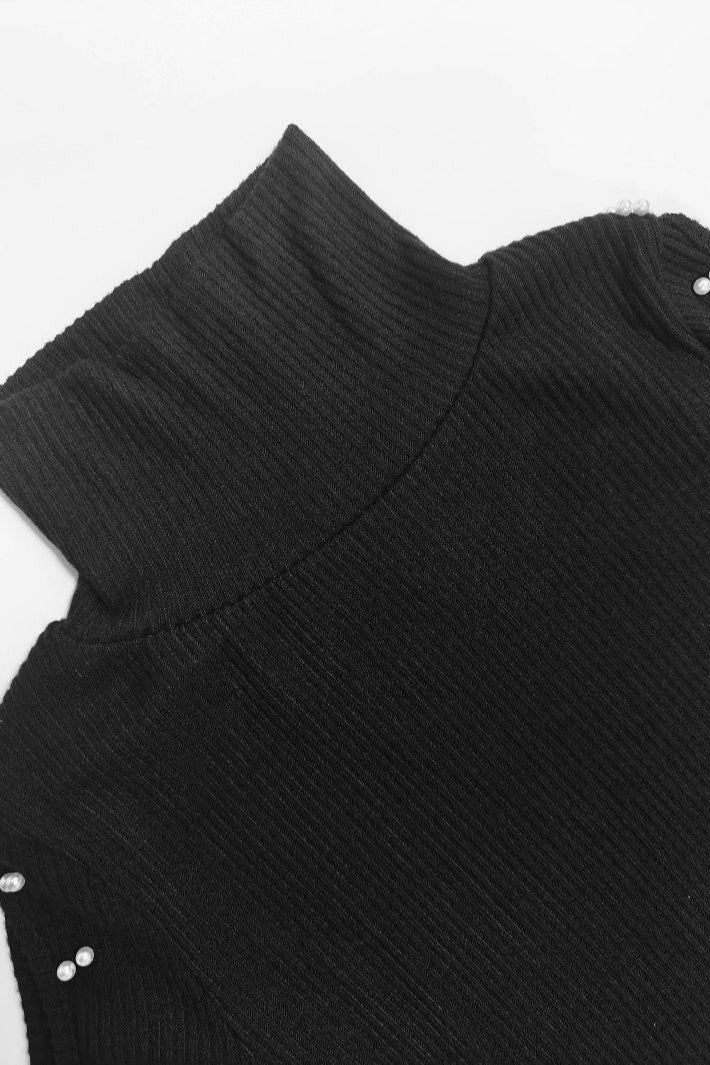 Long Sleeve Beaded Knit Work Dress - View 4 | VelvetHem