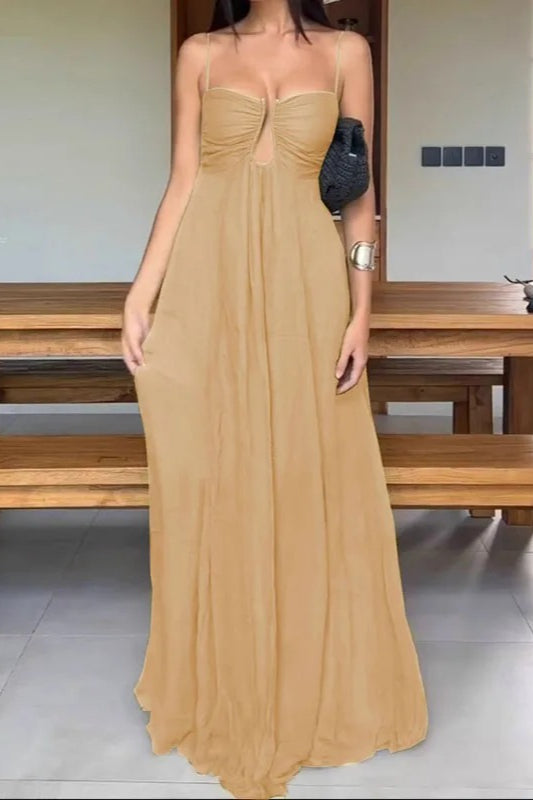 Hollow Out Spaghetti Maxi Dress - View 4 | FashionDia