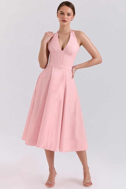 Elegant Deep V Relaxed Dress for Everyday Wear Boutique Fashion Style