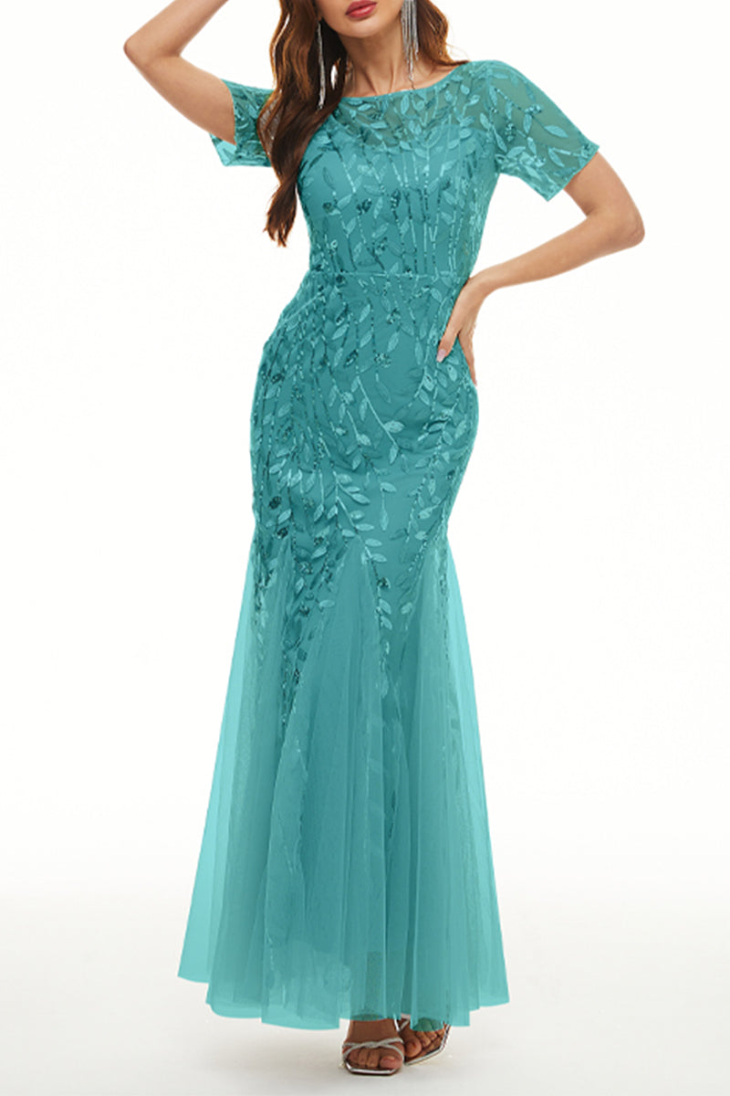 Celebrities Elegant Patchwork Sequins O Neck Evening Dress Dresses - View 4 | VelvetHem