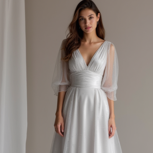 Classic Grey Evening Dress & Prom Dress with Bold Train for Maximum Drama