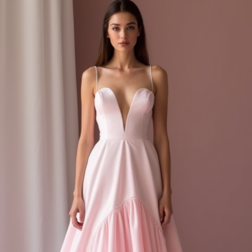 Romantic Pink Evening Dress & Prom Dress with Long Bell Sleeves